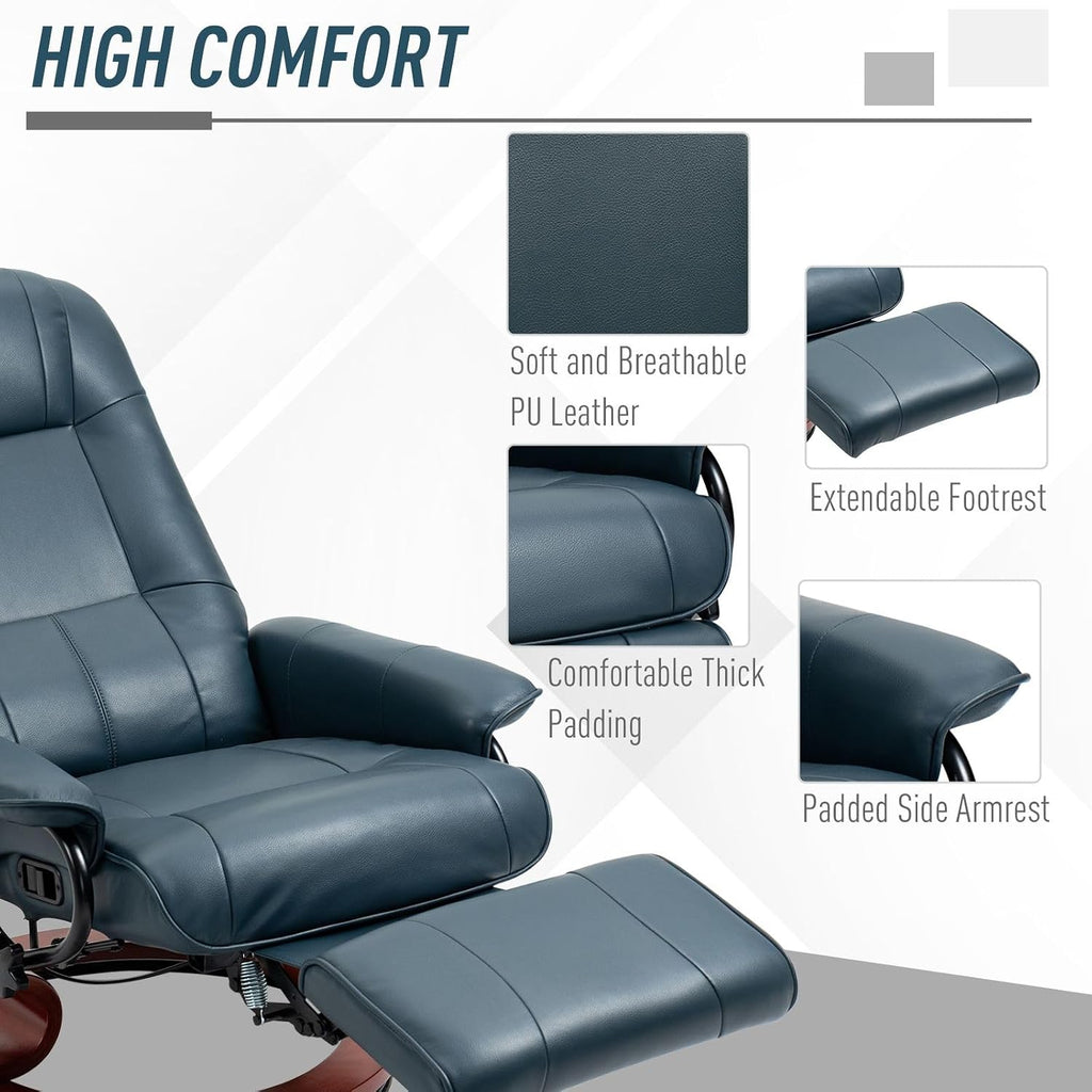 Swivel Reclining Chair - Blue