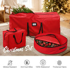 3 Pack Christmas Tree Storage Bag, for 7.5 Ft Artificial Trees up, Durable Waterproof With Reinforced Carrying Handles, Xmas Holiday Garland Bag Storage Case (7.5 Ft, Red)