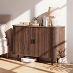 Giantex 47'' Fluted Sideboard Buffet Cabinet with Tambour Sliding Doors, Coffee Bar Console Table w/Metal Legs, Mid Century Storage Credenza Cabinet for Kitchen Dining Room Living Room (Walnut)