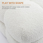Zesthouse Square Pouf Ottomans Set of 2, Modern Backless Vanity Stool for Bedroom, White Fuzzy Foot Rest for Couch, Upholstered Tufted Footstool, Sherpa Fabric Ottoman Coffee Table for Living Room
