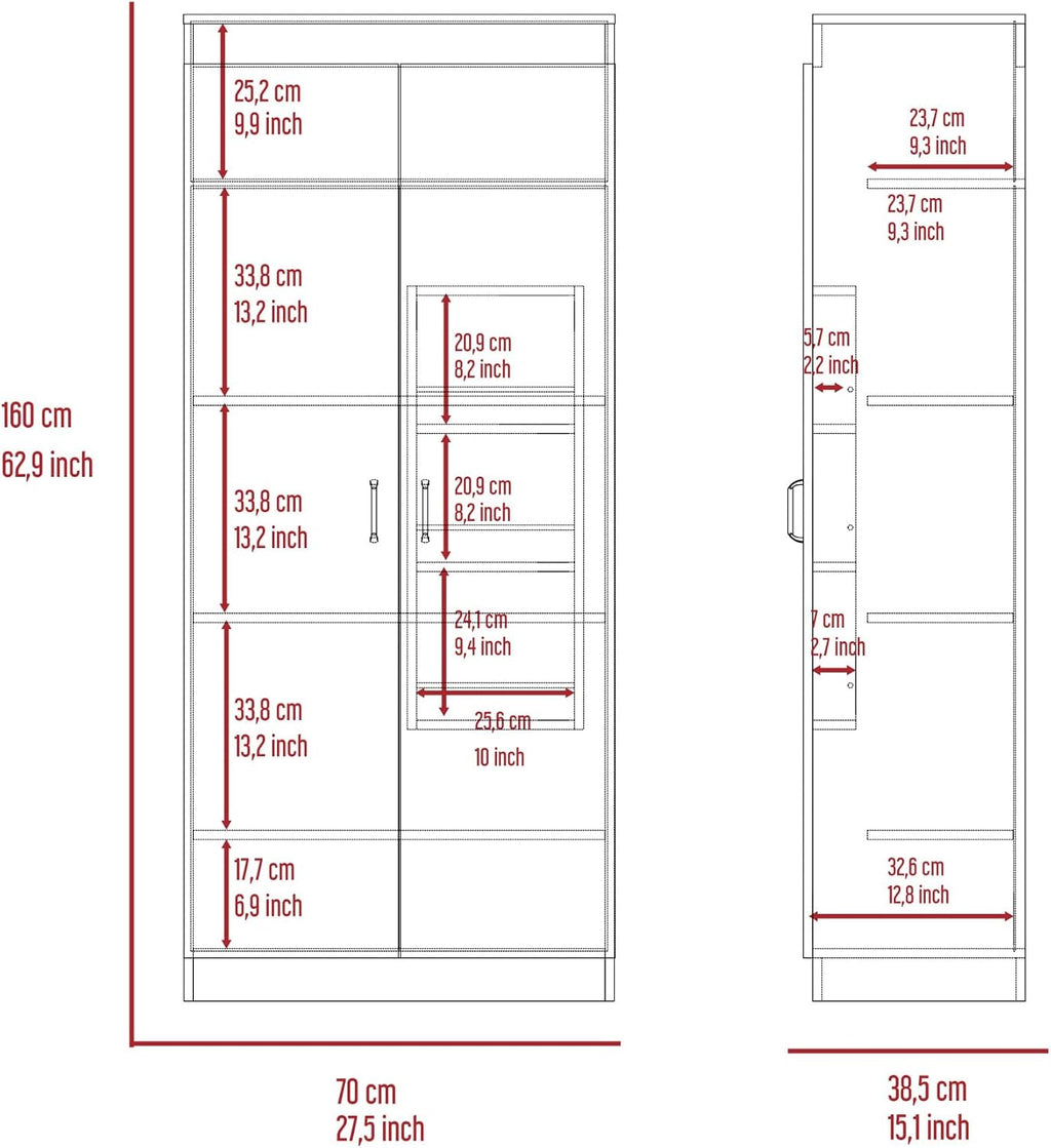 Pantry Double Door Cabinet, Storage Locker with Five Shelves,Three Interior Door Shelves,for Kitchen Home