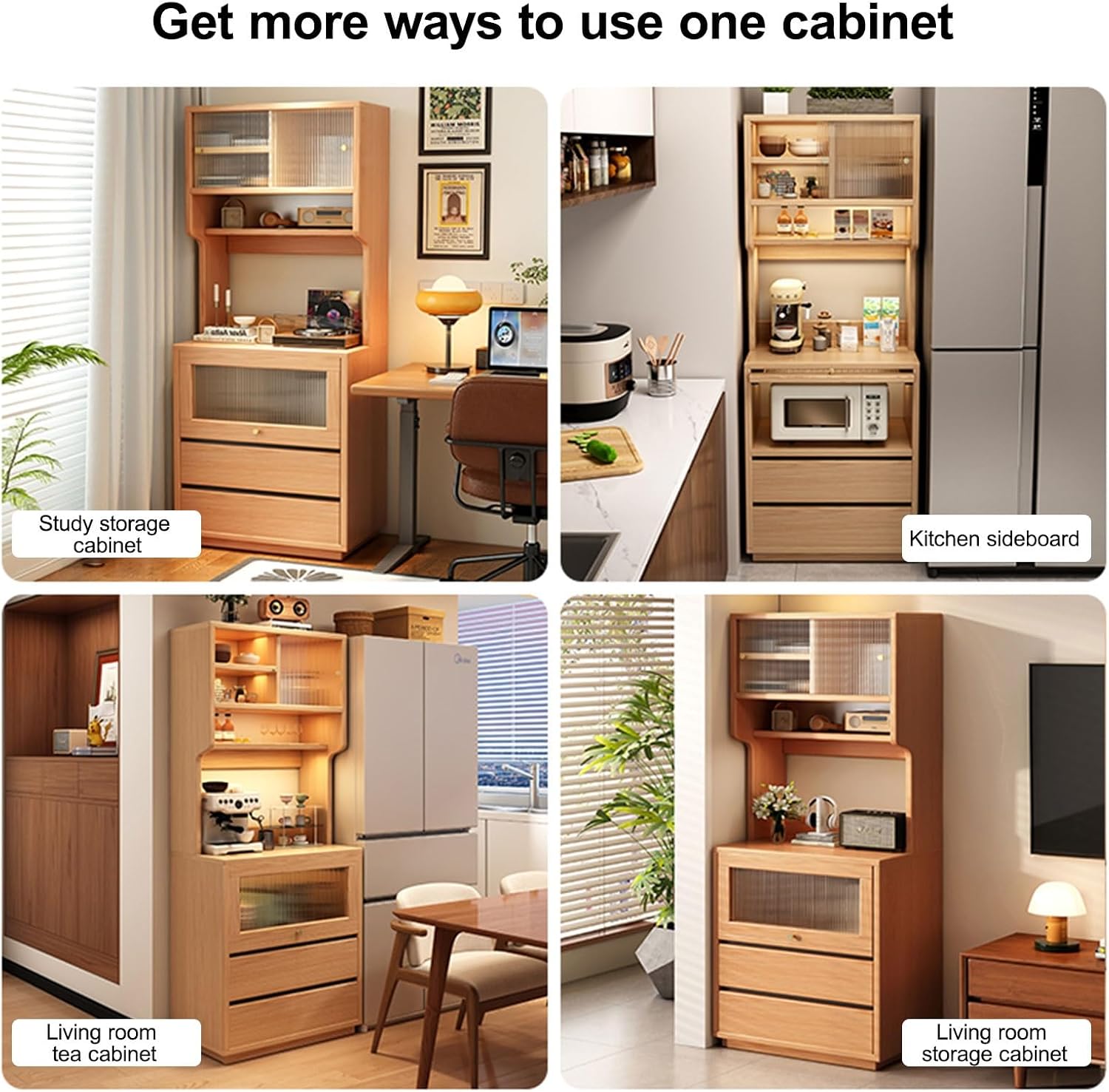 Kitchen Cabinet, Sliding Racks with Door, Sideboard Buffet, Versatile Cupboard for Dining Room, for Kitchen Living Room SND Dining Room White(50cm/19.6in)