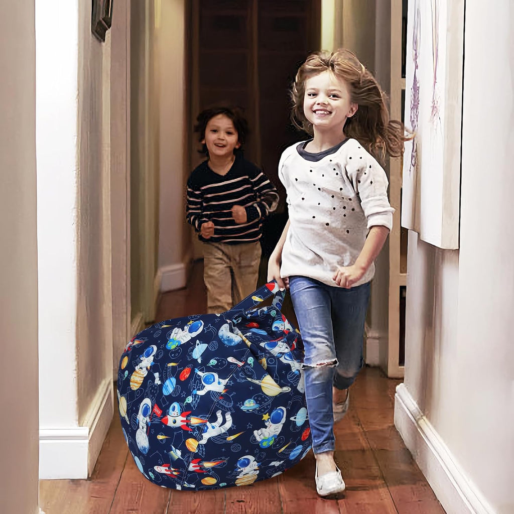 Decalsweet Bean Bag Chair for Kids Stuffed Animal Storage Beanbag Chairs,Toddler Toy Storage Organizer for Girls and Boys,Large 32'' Cover Only（No Filling)