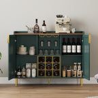 ARTPOWER 48" Wine Bar Cabinet with Fluted Texture, Modern Buffet Sideboard with Wine Rack and Glass Holder, Liquor Coffee Station with Storage for Kitchen, Living Room, Home Bar, Green