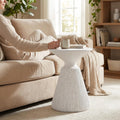 Outdoor Small end Table White Marble Retro Speckled Textured All-Weather MGO Side Table, Indoor Living Room end Table End Table for Home Office Living Room and Patio Decor, sode ta