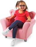 Melissa & Doug Pink Faux Leather Child’s Crown-Back Armchair (Kid’s Furniture) Princess Chair for Toddlers, Children's Furniture, Pink Chair for Kids