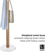Umbra Flapper Coat Rack, Flip Down Clothing Rack, 9 Hooks, White/Natural