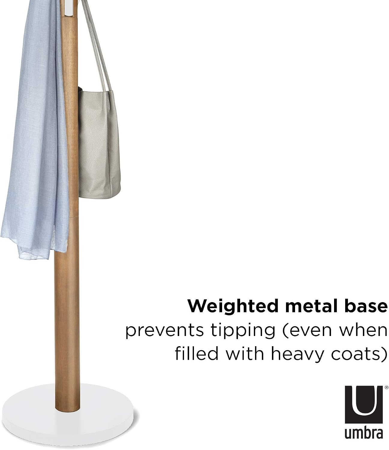 Umbra Flapper Coat Rack, Flip Down Clothing Rack, 9 Hooks, White/Natural