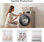 3 PCS Laundry Bags, Mesh Wash Bags for Delicates, 12x16 Inches White Durable Mesh Laundry Bag, Washing Machine Bag with Sturdy Zippers for Delicates Lingerie Bras Sweaters Clothes Travel