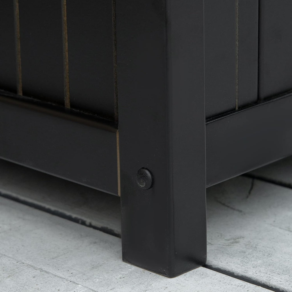 Outdoor Storage Bench, 43 Gallon Deck Box with Armrests, Outdoor Storage Box for Patio Furniture Cushions and GTools, Black