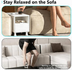 Rresyet Modular Sofa Console with Storage, Adjustable Height Side Table with Drawer & Open Shelf, 15.8" Narrow End Table for Sectional Sofa Couch (1, White, with Drawer)