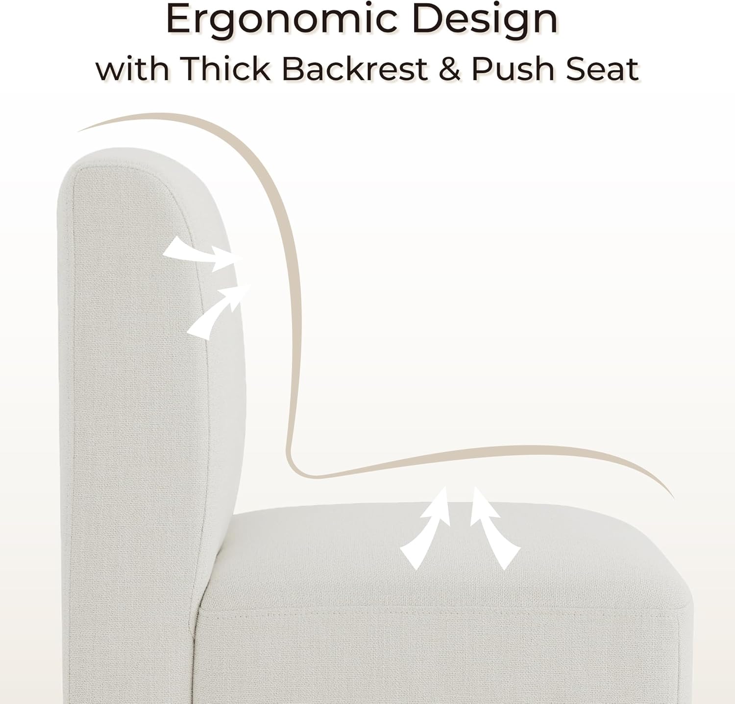 CHITA Dining Chairs with Casters Set of 4, FSC Certified Upholstered Armless Modern Rolling Dining Chairs with Rollers for Bedroom Reading Room Living Room, Fully Assembled, Linen