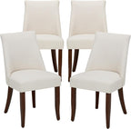 Wooden Dining Chairs Set of 4, Upholstered Farmhouse Fabric Dining Room Chair, Mid Century Kitchen Chair for Restaurant & Cafe, Beige