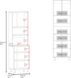 23.6" D*16.1" W*80.3" H Freestanding Kitchen Pantry with 3 Shelves, 2 Double Doors, Rectangular Storage Cabinet, Farmhouse, for Living Room, Dining Room, Brown