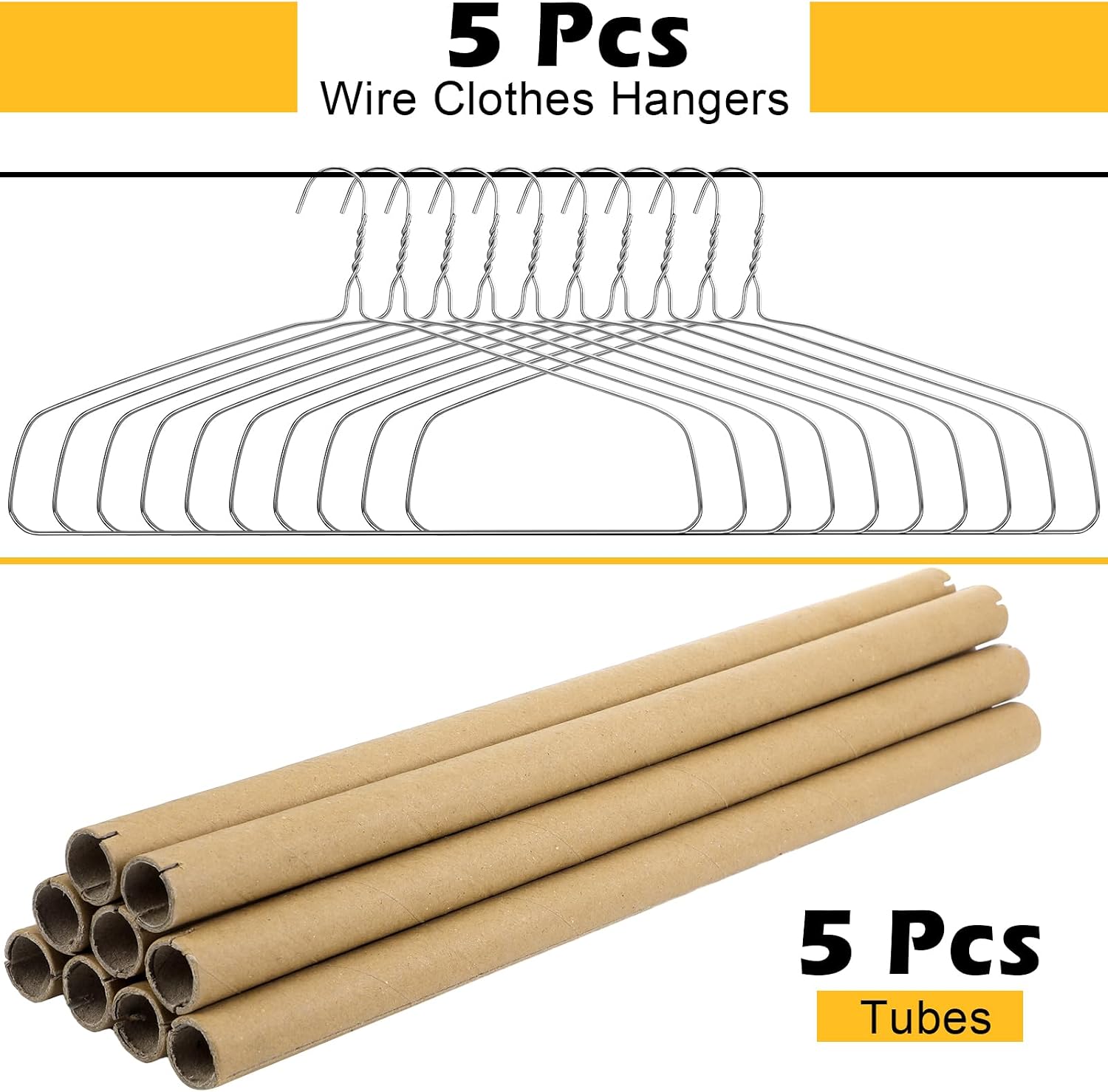 Didaey 5 Sets Heavy Duty 18" Drapery Hangers with Strong 10.5 Gauge Alloy Steel Wire for Heavy Items (Silver)