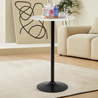Round Bar Table 40" Height Modern High Top Pub Table with Solid Top & Sturdy Metal Base, Cocktail Table for Bistro, Home, Kitchen or Dining Room, White