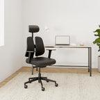 [Premium Dual-Backrests] Ergonomic Office Chair l Reduces Pressure by 50% - Leather Chair, Office Chair for Lumbar Support l Home Desk Chairs l Office Chair Back Support Made in Korea (Black Leather)