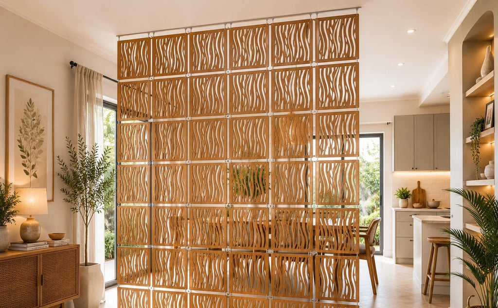 Hanging Wood Divider Panels, Teak Finish, 12 Pack