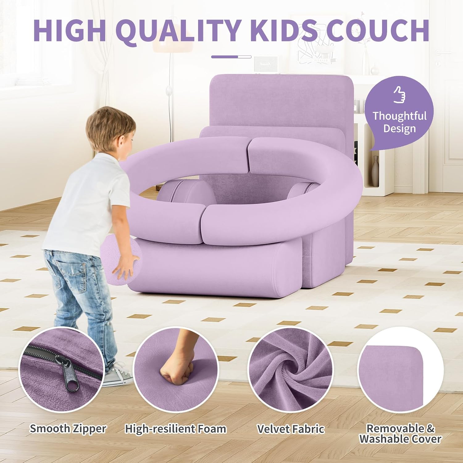 Modular Kids Play Couch (Small, Blueberry)