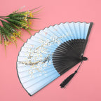 Folding Hand Fan, Material Smooth Opening Closing Lightweight Foldable, with Hollow Out Design, for Wedding Party Gift Dance Props Home Office Decoration (Blue)