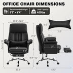 Leather Home Office Chair with Footrest 400lbs, High Back Rolling Desk Chair with Lumbar Support Soft Armrests, Excutive Office Chairs with Wheels Height Adjustable Rocking Swivel Functions,Black