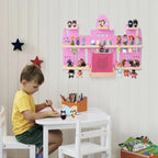 Givilio Tonie Shelf Castle for Toniebox,Wall Mounted Tonie Shelf Set,Tonie Figures Tonie Storage,Magnetic Wooden Floating Shelves Compatible with Toniebox for Kids Room (Pink)