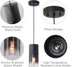 3-Pack Black Pendant Light Fixtures, Adjustable Modern Pendant Lights for Kitchen Island, Industrial Glass Pendant Lights for Dining Table Hallway Bedroom Living Room