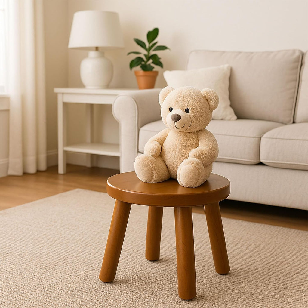 Solid Wood Step Stool for Kids & Adults - Multi-Use Toddler Wooden Stool for Bathroom, Playroom, Living Room,Sturdy 4-Leg Design with Non-Slip Pads,Easy Clean Surface,Easy Assembly