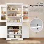 71.7 Inch Kitchen Pantry Cabinet,Freestanding High Cupboard Bathroom Storage Cabinet with 2 Drawer & Cabinets, 3 Adjustable Shelves, 6 Door Shelves,for Living Room, Kitchen White