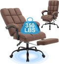 Erogonomic Reclining Office Chair with Footrest, High Back Fabric Cute Comfortable Recliner Office Desk Chair with Leg Foot Rest for Women,Brown