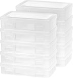 IRIS USA Clear Storage Cases, 10-Pack, |Made in USA|, Plastic Bead Organizing Containers with Snap Lid for Arts, Crafts, Ephemera, Stickers, & Dance Cheer, Clear - Medium