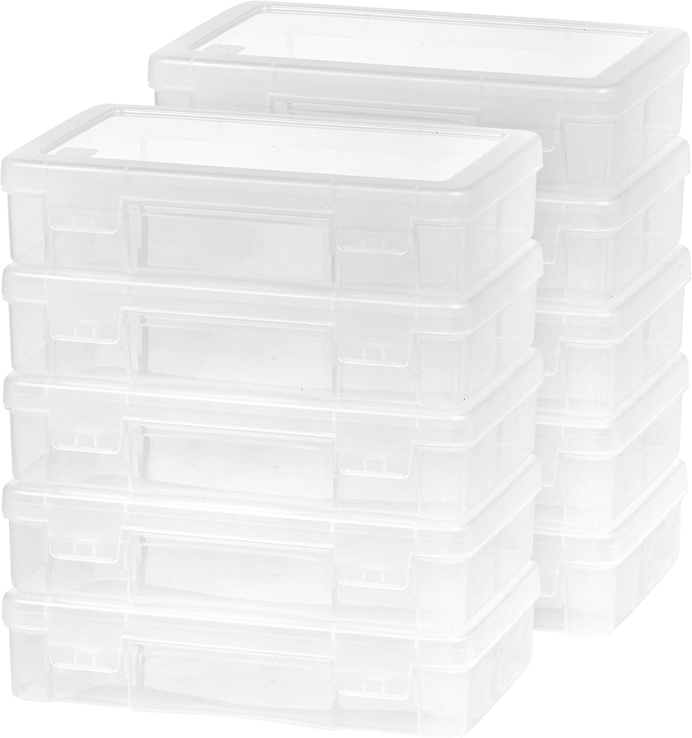 IRIS USA Clear Storage Cases, 10-Pack, |Made in USA|, Plastic Bead Organizing Containers with Snap Lid for Arts, Crafts, Ephemera, Stickers, & Dance Cheer, Clear - Medium