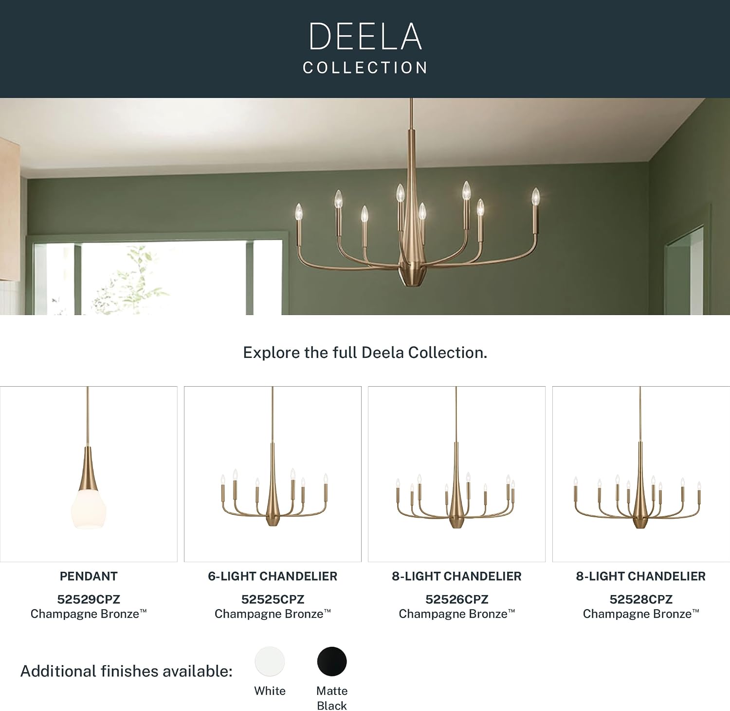 Kichler Deela Single Pendant Light Fixture for Kitchen Island with Satin Etched Cased Opal Glass in Champagne Bronze, Modern Hanging Lamp (7" x 17"), 52529CPZ