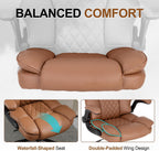 Office Desk Chair,Mid Back Executive Leather Chair,Ergonomic Home Computer Chair,Modern Conference Room Chairs with Adjustable Flip-Up Arms and Rocking Function (Brown)