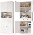 Apicizon 71’’ Tall Kitchen Pantry Storage Cabinet, Modern Kitchen Hutch Bar Cabinet with Microwave Stand & 3 Adjustable Shelves, Cupboard with Deep Drawer, Wood Buffet Sideboard for Dining Room, White