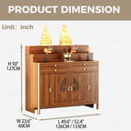 Wood Prayer Altar Table with Storage Cabinet and Drawer, Chinese Buddha Shrine Display Stand, Buddhist Decorative Side Table for Living Room (Wood, 50" L x 24" W x 50" H)