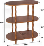 Modern Small Console Table, 3-Tier Oval Narrow Entryway Table with Storage Shelves, Wood Farmhouse Skinny Side Tables for Hallway, Behind Couch, Living Room and Bedroom, Walnut