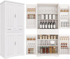 Pantries Cabinet, 71.65" Tall Storage Cabinet with Drawer, 2 Cabinets & 6 Door Shelves, Adjustable Shelves, Freestanding Cupboard for Kitchen, Living Room, Bathroom
