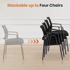 Sweetcrispy Stackable Mesh Guest Visitor Reception Chairs - Ergonomic Lumbar Support for Waiting Conference Meeting Room, Office School Lobby and Church, Space Saving, Black