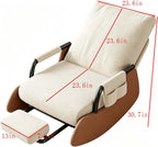 Lightweight Foldable Indoor Rocker Chair with Detachable Foot Stool | Soft Corduroy Padded Leisure Chair for Living Room Balcony Use