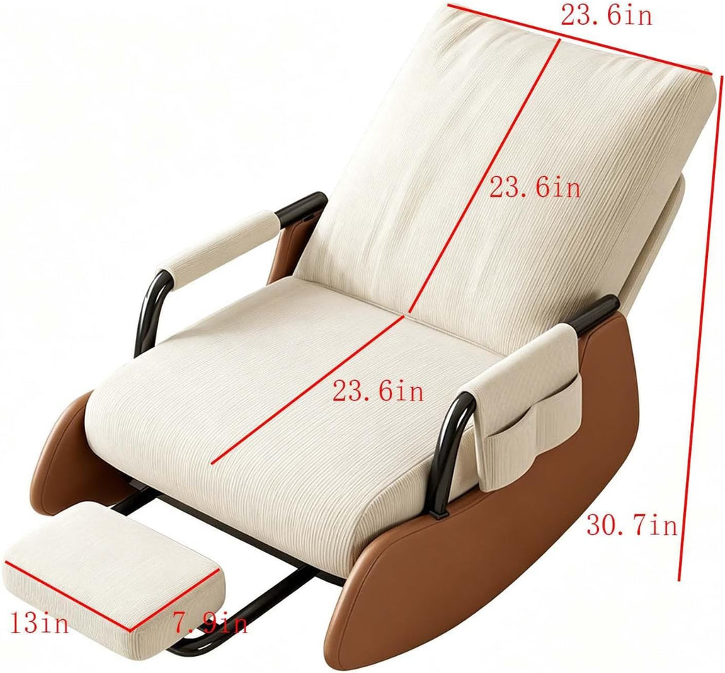 Reading Nook Rocking Chair with Foot Stool,Folding Rocking Chair | Foldable Multi-Angle Recline Indoor Rocker