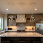 Modern Large Brass Kitchen Island Pendant Light, 10 '' W 1-Light Glass and Gold Island Pendant Lights,Dome Pendant Light, for Kitchen,Dining Room,Bathroom,Bar
