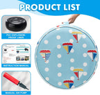 AURASUN Inflatable Outdoor Ottoman Pouf - Portable Footstool with Handle D20” x H10” - Air Pump Included for Outdoor Indoor Use - Comfortable Foot Rest or Seating for Camping or Pool (Light Blue)