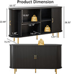 TAVATA Sideboard Buffet Cabinet with Storage, 55" Fluted Storage Cabinet with Tambour Sliding Doors, Wood Coffee Bar Console Table for Living Room Hallway Entryway (Black)