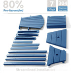 PASAMIC Tall Adirondack Chairs Set of 2, All-Weather HDPE Patio Chairs with Double Connecting Trays, Bar Height Heavy-Duty Outdoor Chairs for Garden, Backyard, Balcony, Blue