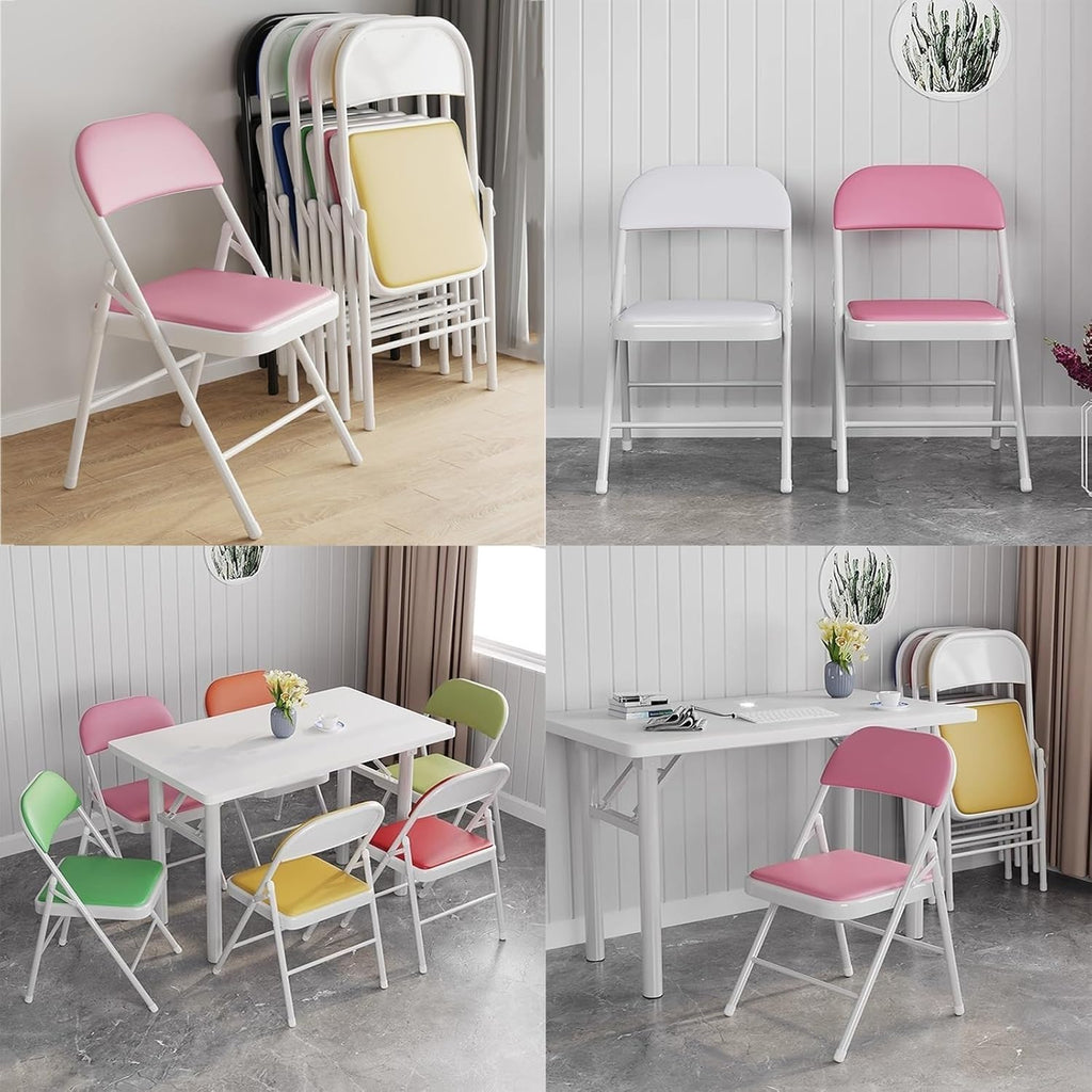 Folding PU Upholstered Chair with Sturdy Metal Frame for Office and Dining Comfortable and Durable