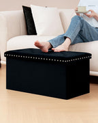 B FSOBEIIALEO Storage Ottoman Cube Folding Tufted Ottomanse, Storage Boxes Footrest for Bedroom, Luxury Velvet Fabric 30 * 15 * 15 Inches Black