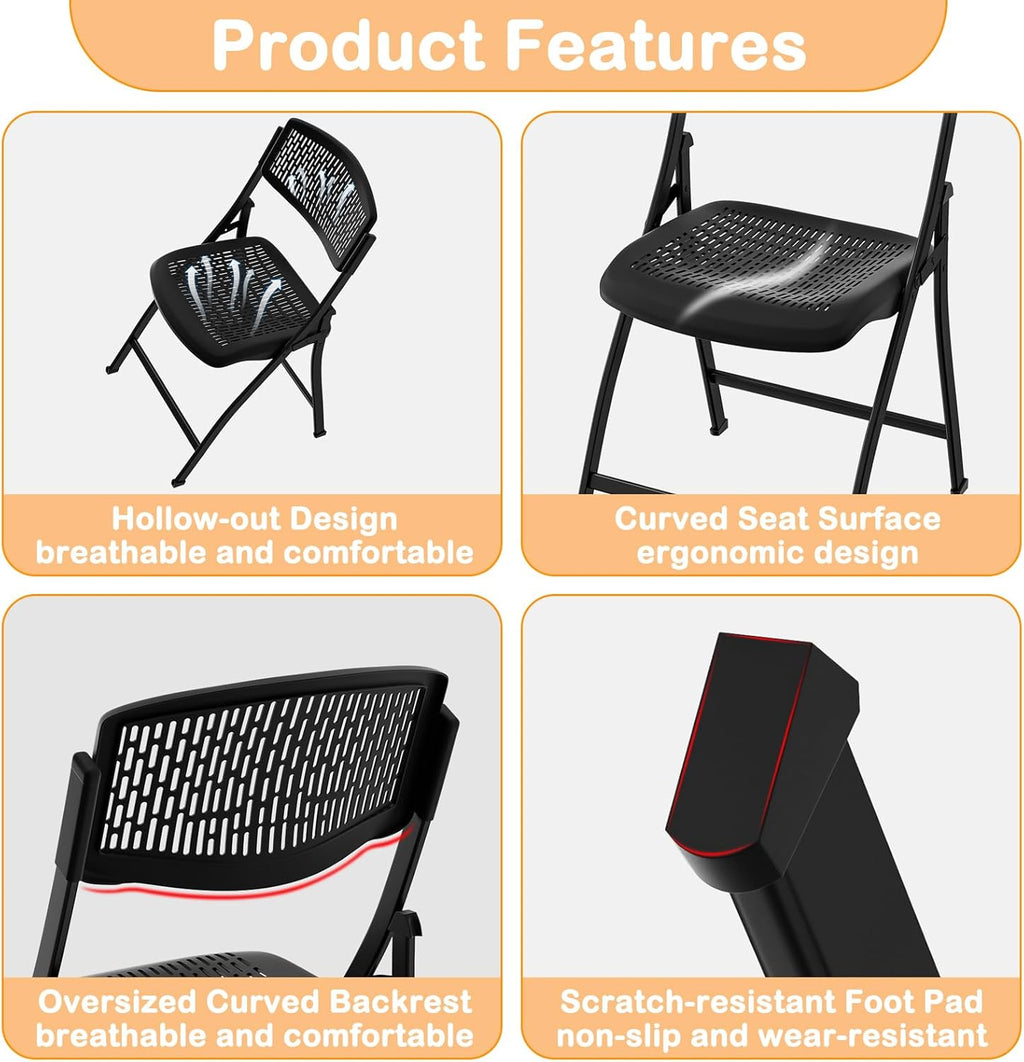 Ytaoka Folding Chair White Foldable Chair with Breathable Mesh Seat and Sturdy Metal Frame for Indoor and Outdoor Party Events Wedding Patio Dining, 1-Pack