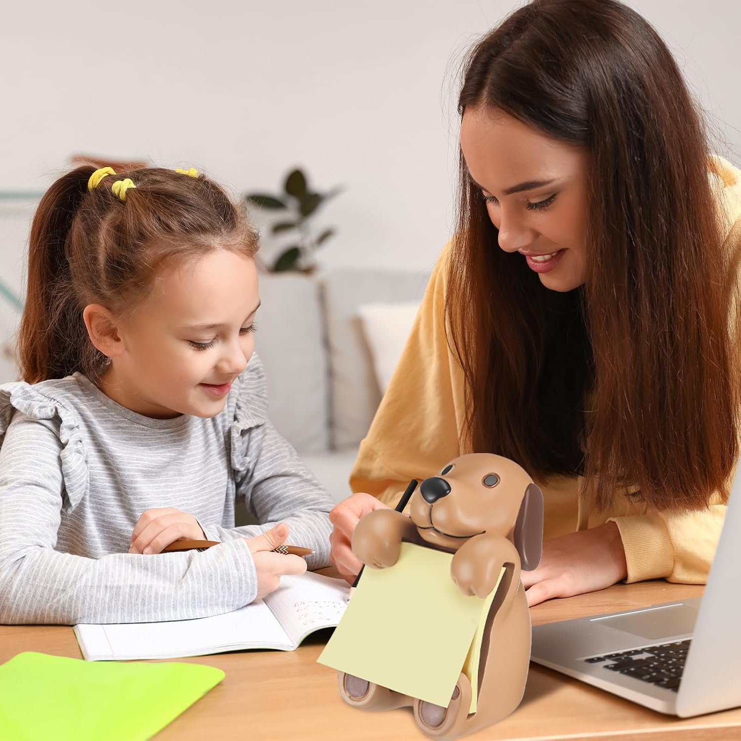 Chunful 3pcs Pop-up Note Dispenser Set Include Resign Brown Dog Note Dispenser, 2 Pcs 3" x 3" Sticky for Office Desk Accessories
