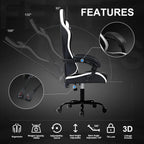 GTPLAYER Gaming Chair for Adults, Big and Tall 300LBS Heavy Duty Office Chair, Ergonomic High Back Lumbar Support and Wide Comfy Cushion with Linkage Armrests for Home Office, White